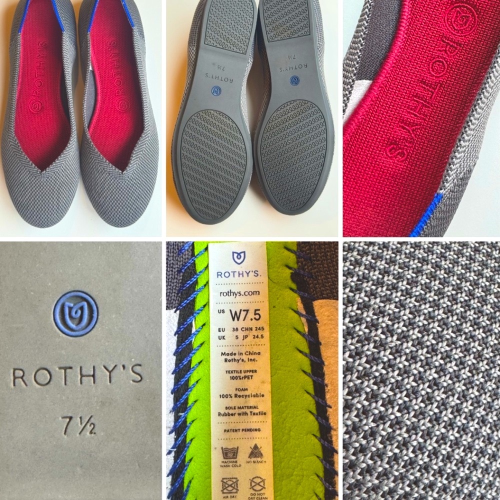 Rothy’s Round Toe Flats W 7.5 Charcoal